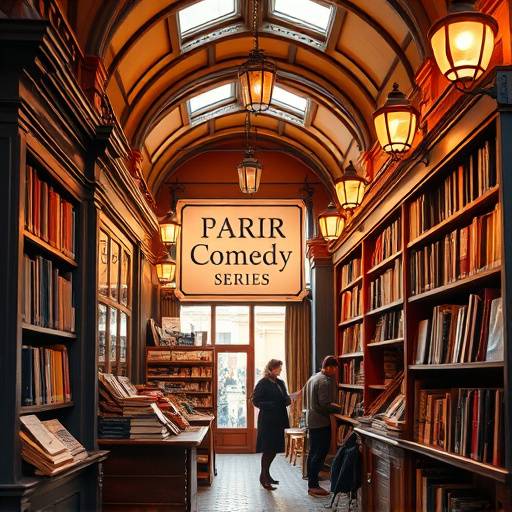 Affiche d'une série comique similaire, se déroulant dans une librairie parisienne.