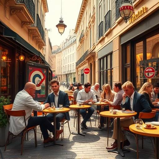Affiche de la série Café Crème, montrant les personnages principaux dans un café parisien.