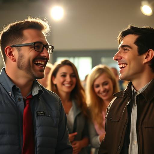Image représentant une scène comique avec des acteurs riant